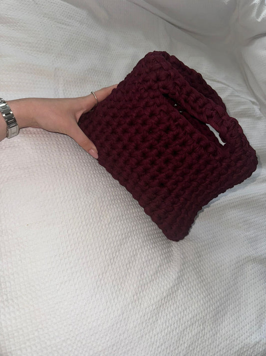 Hand Made Crocheted Bag - Burgundy