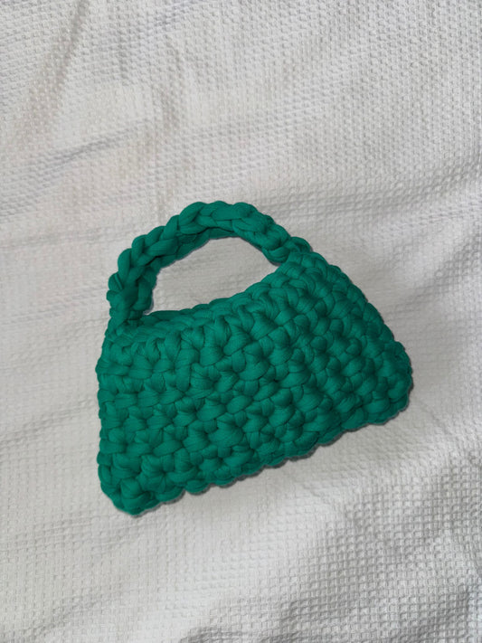 Hand Made Crocheted Bag - Blue & White